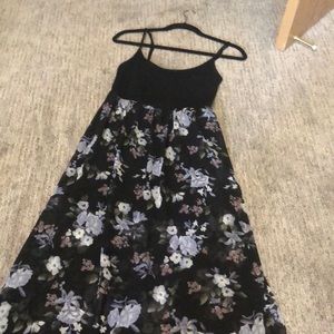 Black & floral spaghetti strap maxi